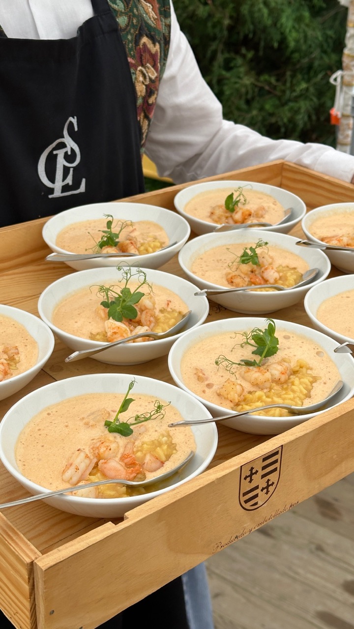 Sommerfest Catering in München 25 Ein Kellner von CSL Catering aus München serviert ein Gericht