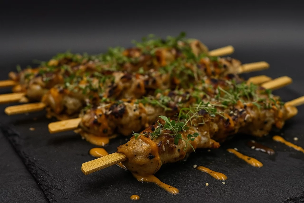BBQ Chicken Spieße von CSL Catering München, warmes buffet catering geburtstag ideen